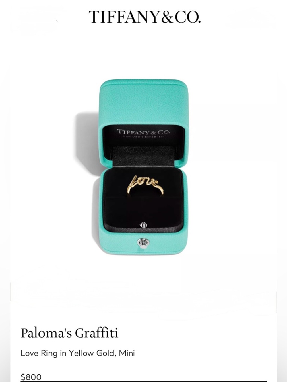 *SOLD*Tiffany & Co. 18K Yellow Gold Paloma Picasso Grafitti  Mini Love Ring